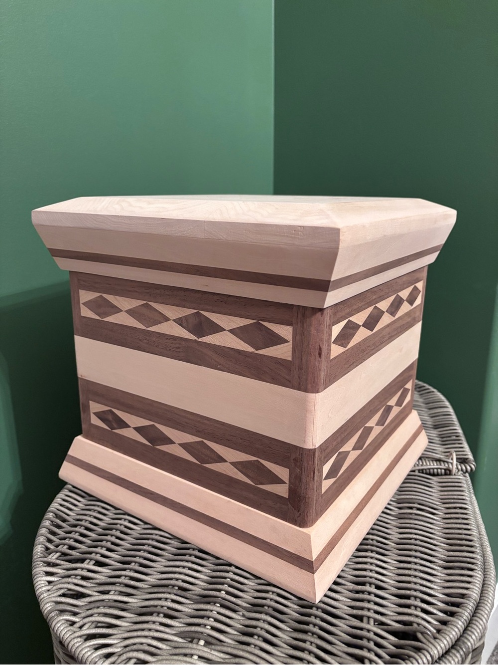 Handcrafted Two-Tone Wood Accent Pedestal - Cream and Brown